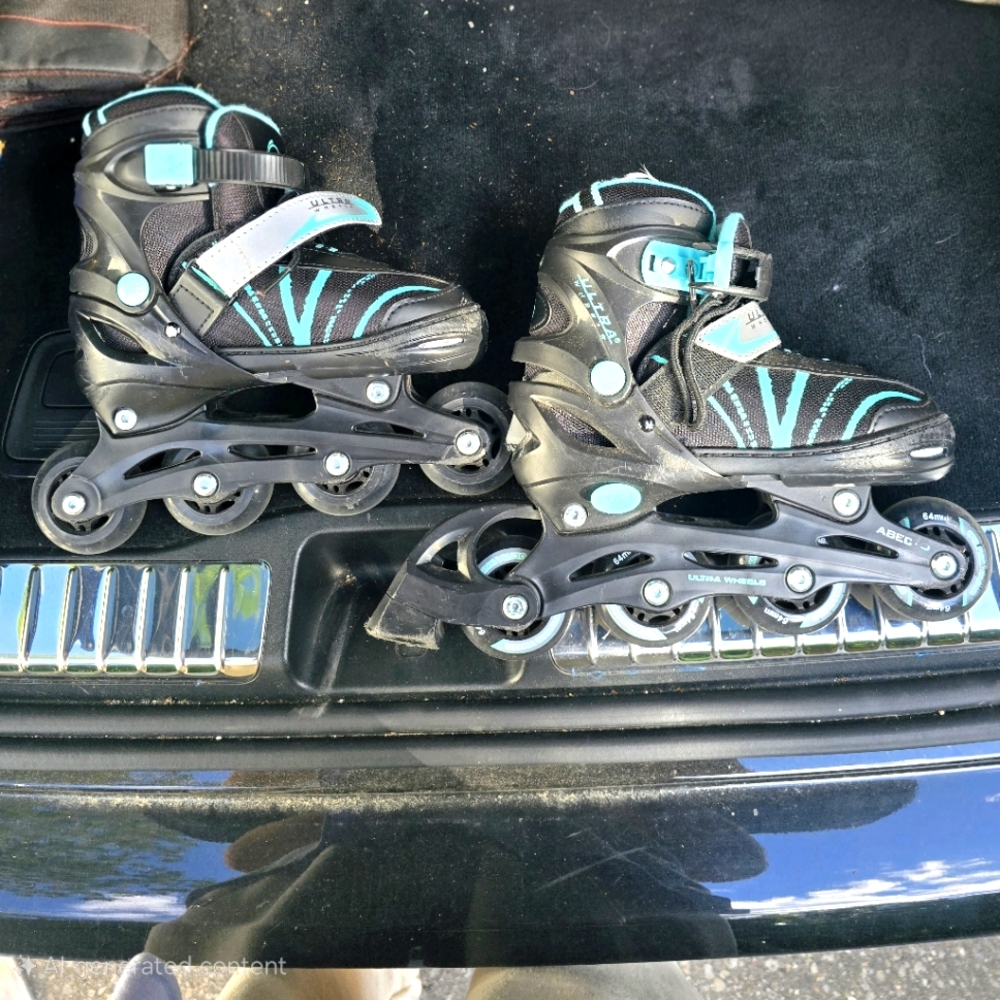 Black and Blue Adjustable Rollerblades